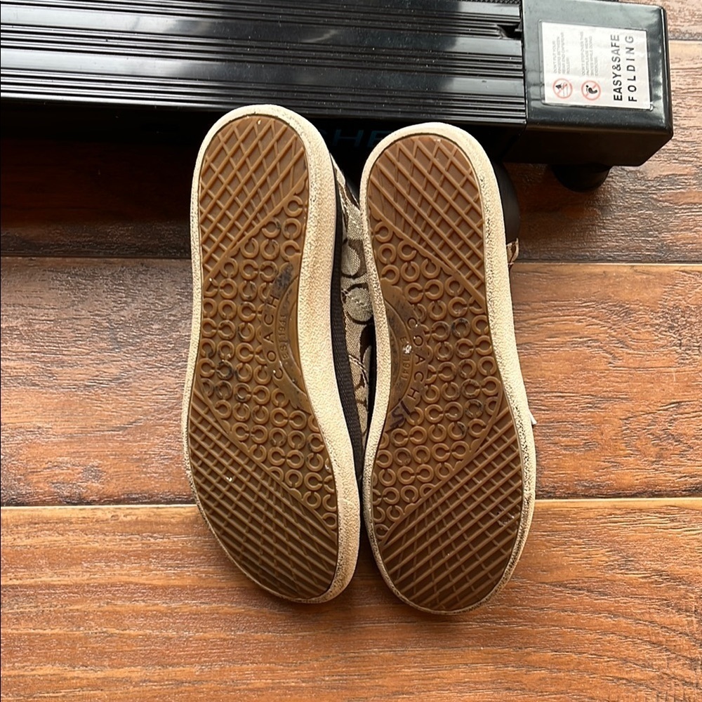 Coach Women's Black and Tan High-Top Sneakers - Picture 5 of 8